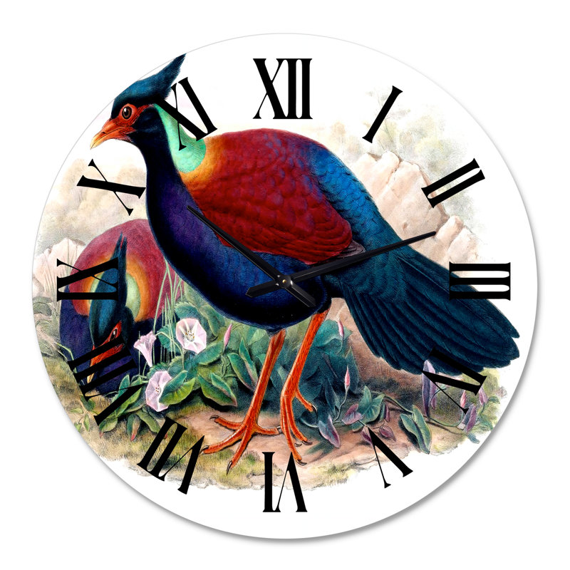 Vintage Birds In The Wild II - Horloge murale traditionnelle, Grand