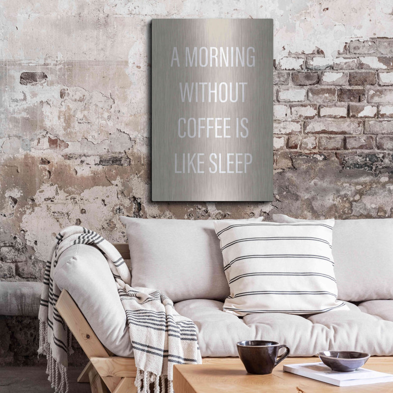 «Sans café» par Design Fabrikken, art mural en métal, 24 po x 36 po
