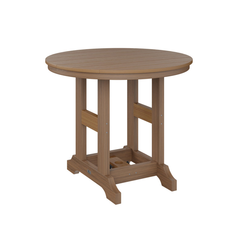 Garden Classic Outdoor Round Dining Table, Natural Teak, Antique Mahogany