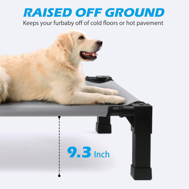 Gray Elevated Cooling Dog Bed with Steel Frame