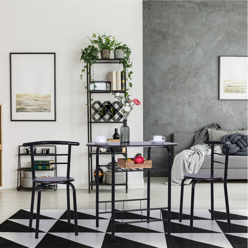 Ensemble repas pour 2 personnes Myleen, Noyer, Noyer / noir, Noir