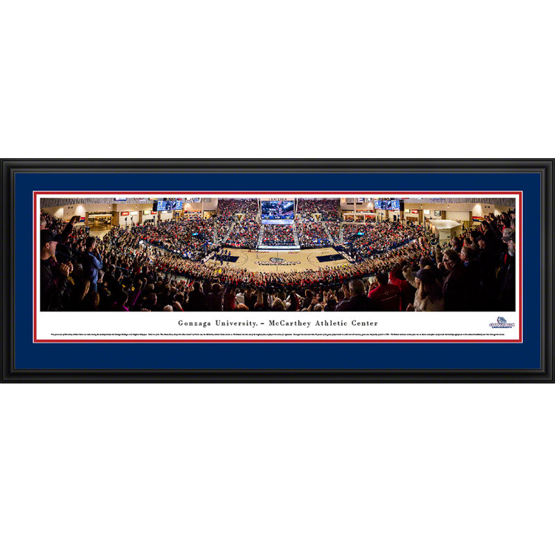 Impression panoramique Gonzaga Basketball, H 18 po x l 44 po x P 0,88 po, Cadre flottant noir