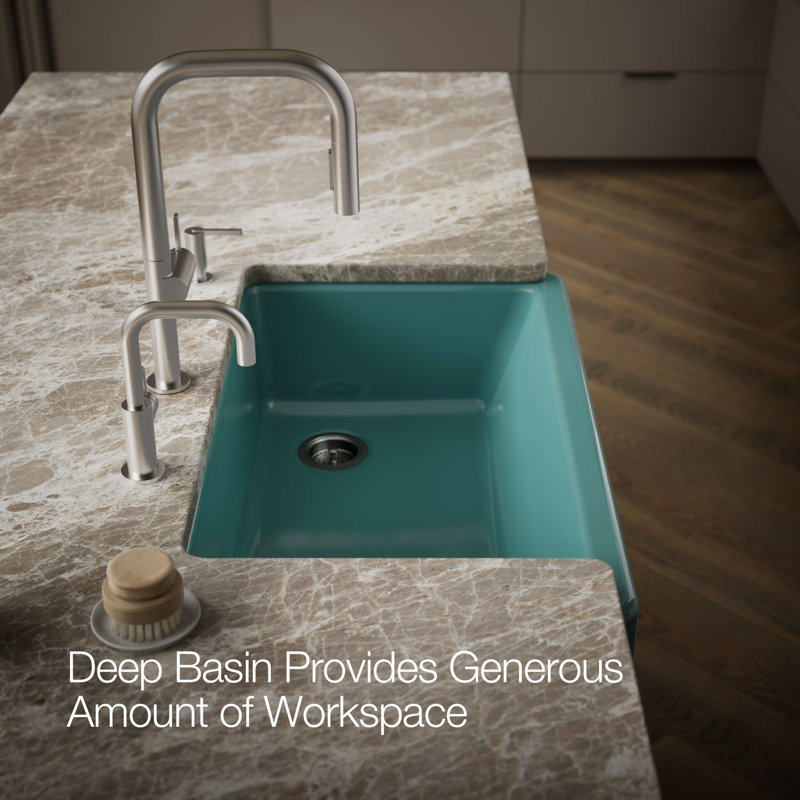 Whitehaven® Self-Trimming 36" L x 22" W Farmhouse Kitchen Sink, Teal