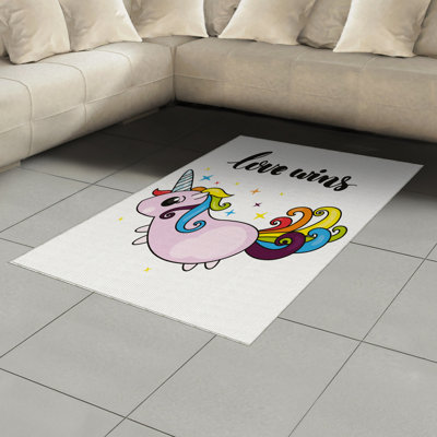 Pride Unicorn High Density Long Fiber Poly Threads Decorative Area Rug Carpet