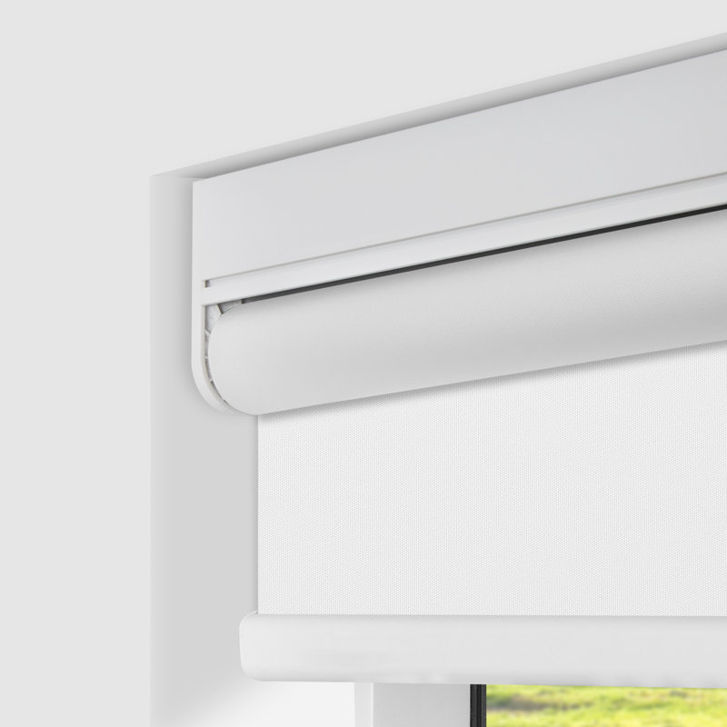 Motorized Blackout Roller Shade, White, 55" W x 72" L