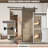 DOOR HARBOR 30in x 80in Pre-Assembled Sliding Barn Door with 5.5ft ALL-IN-ONE Black Hardware Kit, 5-Panel Shaker Design, Solid Core, Walnut Veneer Primed, with One-Piece Track, Handle and Lock-105373886