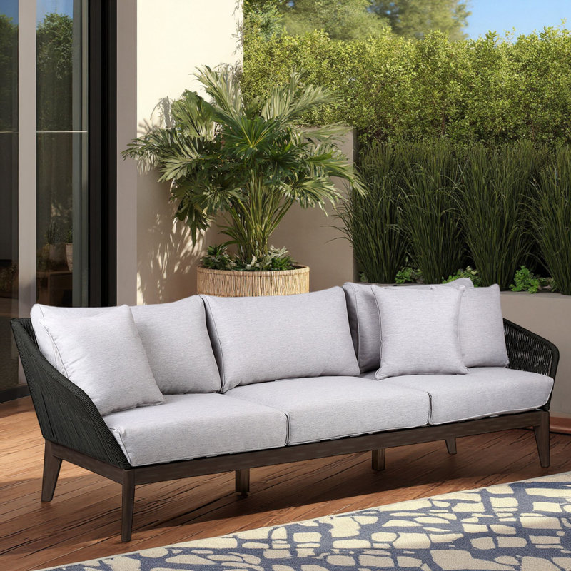 Canapé d'extérieur Fynn de 93 po de largeur avec coussins, Eucalyptus foncé