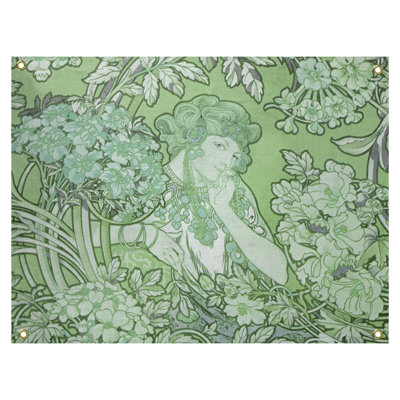 Femme entre des fleurs tapisserie Magdaleno