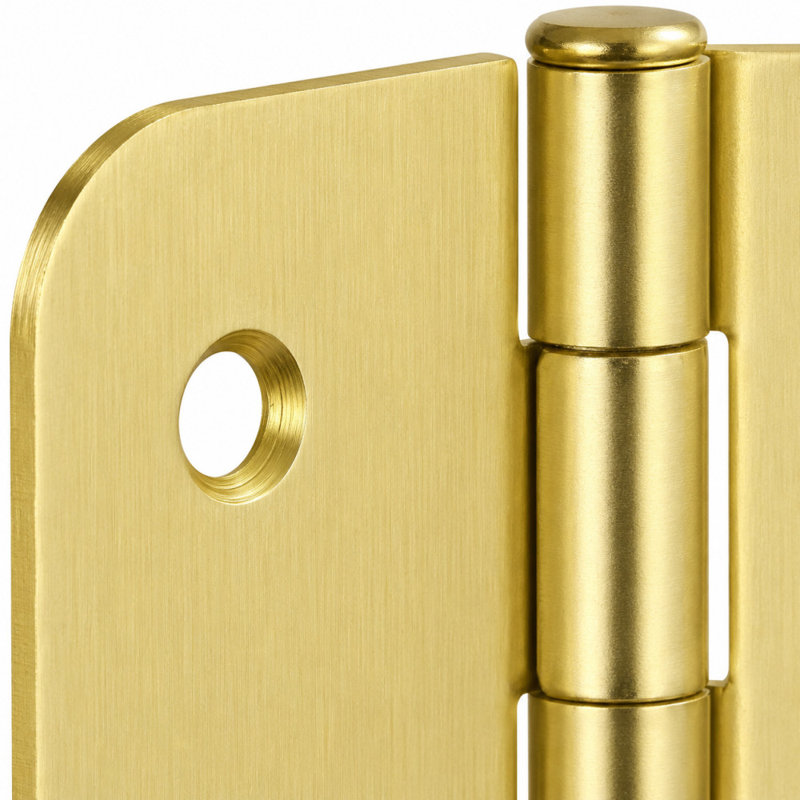 Charnière de porte - 4 po, rayon 5/8 po, paquet de 9, Laiton satiné