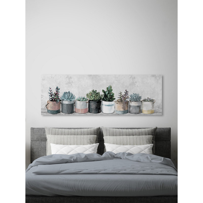 «Wild Succulents In Pots», reproduction sur toile tendue, H 15 po x l 45 po