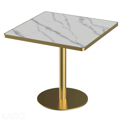 Table carrée bistro moderne tulipe 31,5 pouces avec plateau en faux marbre, facile à assembler, structure en métal robuste