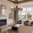 8-Light Farmhouse Chandelier For Dining Room, Round Wood Chandelier With Seeded Glass Shade, Rustic Hanging Ceiling Light Fixture -859899460
