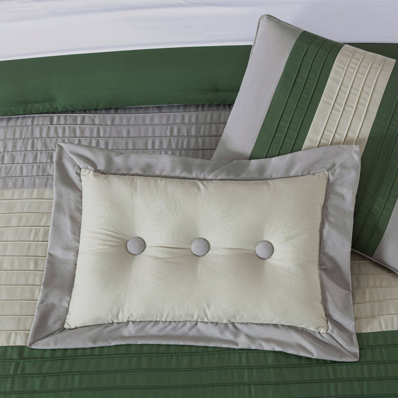 King Forest Green and Gray Microfiber Comforter Set