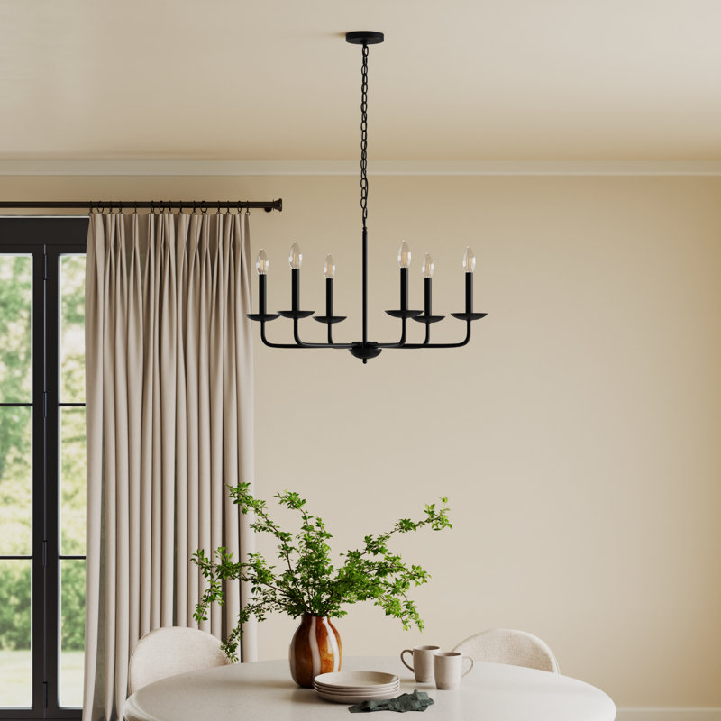 Baltray 6-Light Chandelier, Black, 18.5" H x 30" W x 30" D