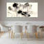 Abstrait floral noir et blanc avec des accents dorés, reproduction d'art sur toile tendue sur toile (ensemble de 3)-1192181390