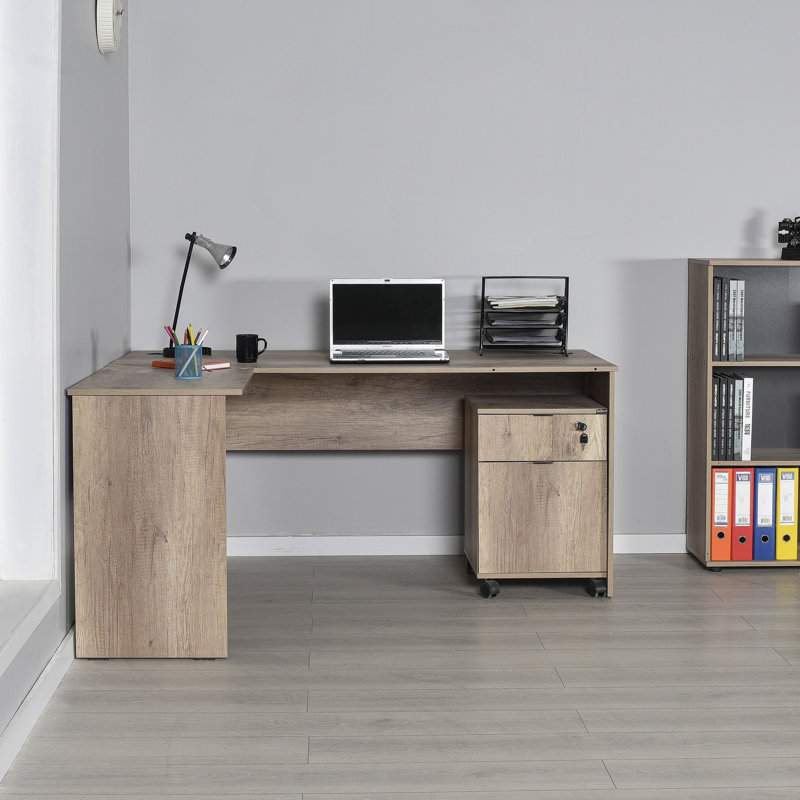 Bureau d'étude moderne, 63,0 po x 29,5 po x 56,7 po | Panneau de particules 100% enduit de mélamine, fixation murale avec rangement supplémentaire | Conception élégante et fonctionnelle pour les bureaux à domicile et les espaces d'étude