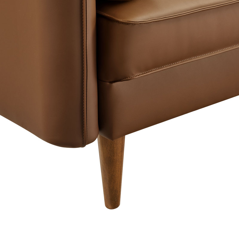 Revive Upholstered Vegan Leather Accent Armchair, Brown Faux Leather