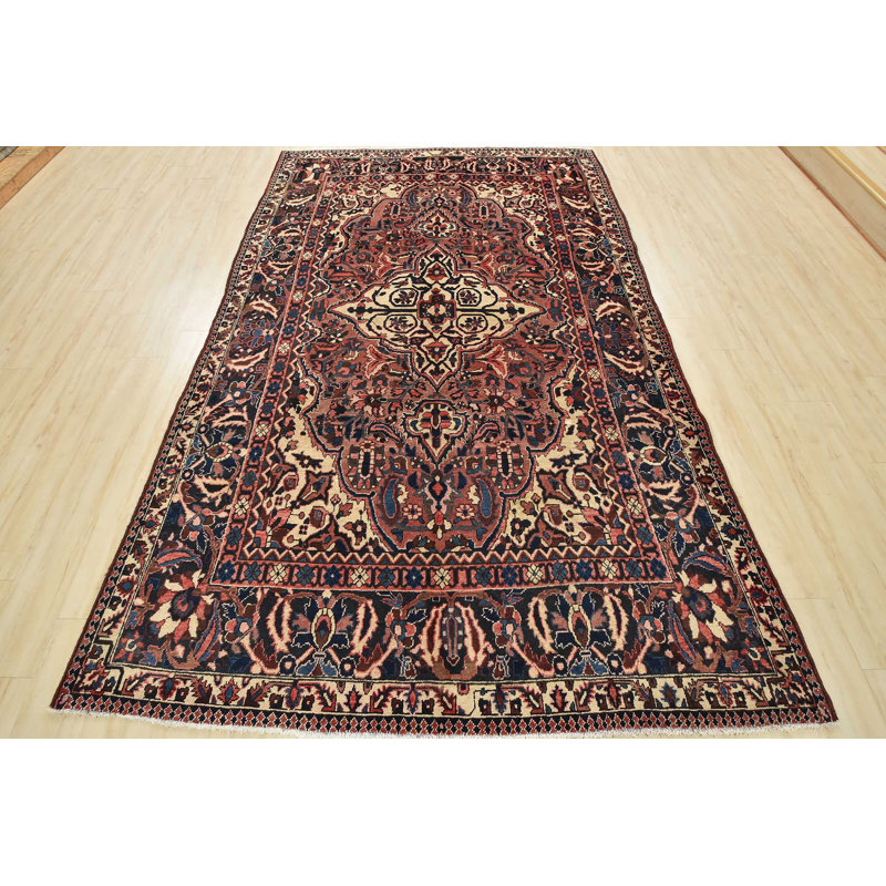 Tapis rouge en laine des années 70 6 pi 7 po x 10 pi 3 po Eustasius