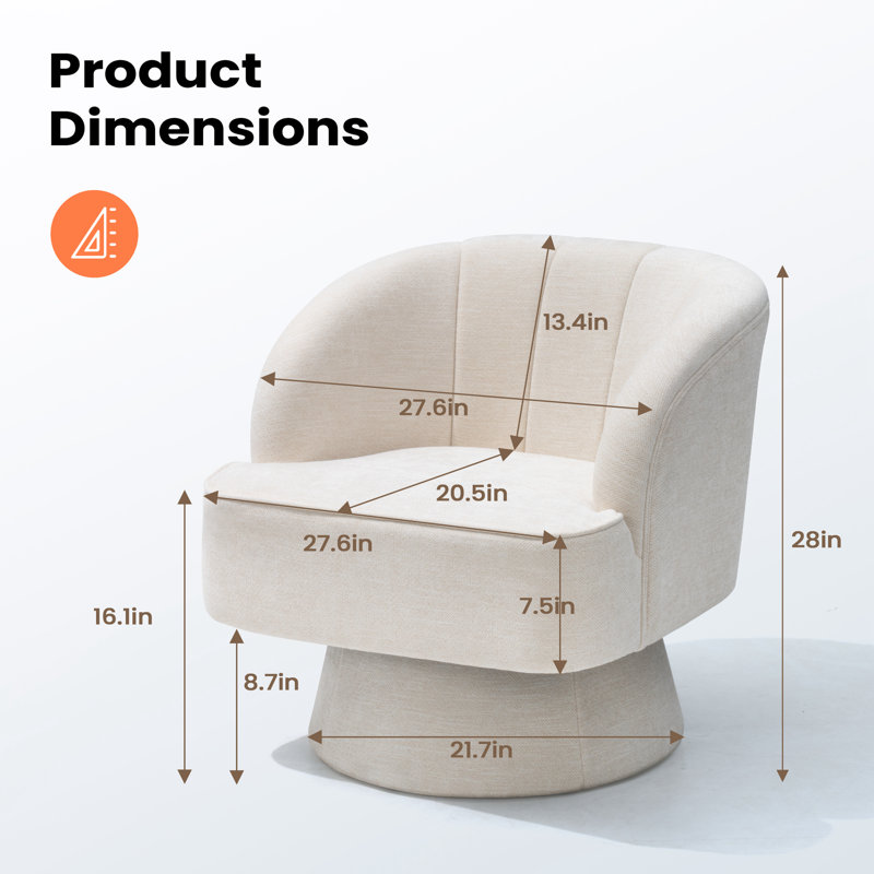 Fauteuil demi-tonneau pivotant Kilan, Velours blanc