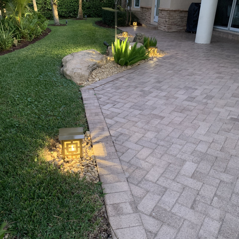 Low Voltage Integrated LED Metal Pathway Light, 13.75" H x 8" W x 8" D, Black