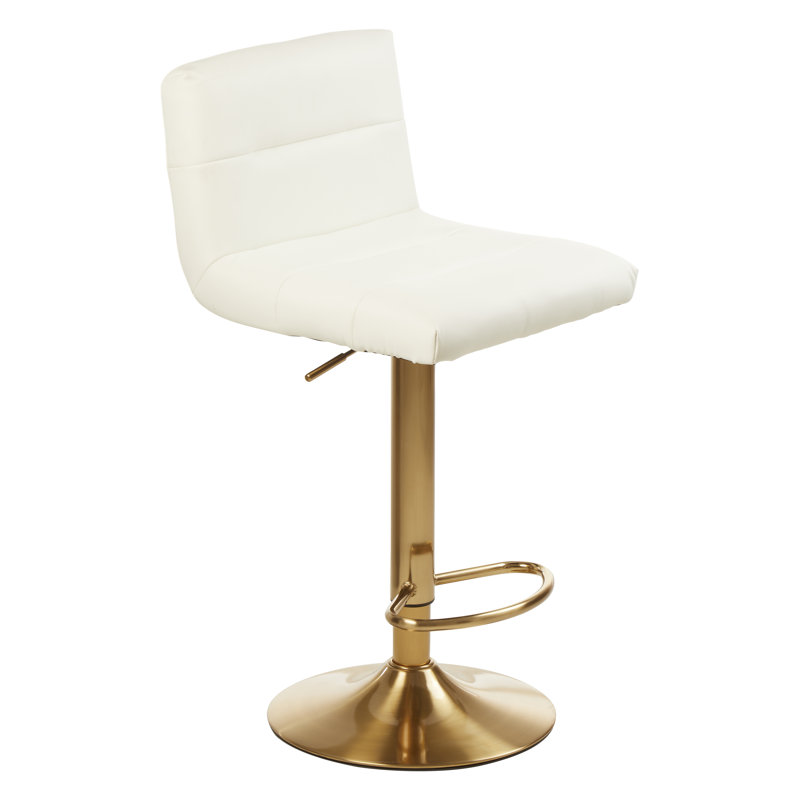 Tricia Swivel Upholstered Adjustable Height Counter Stool with Metal Frame, White