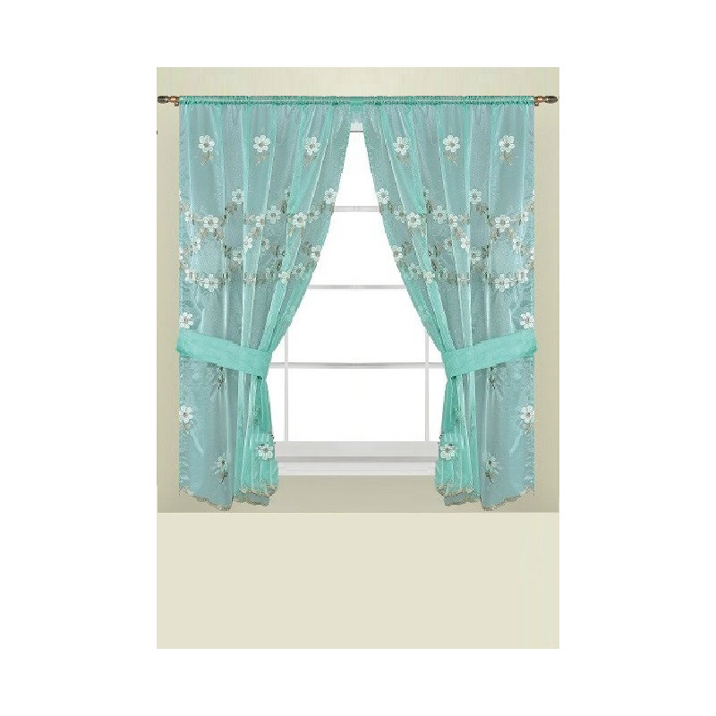 Cairns Semi Sheer Curtain Pair, Aqua