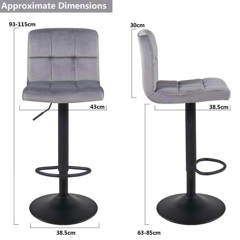 Clinger Height Adjustable Swivel Bar Stool, Grey