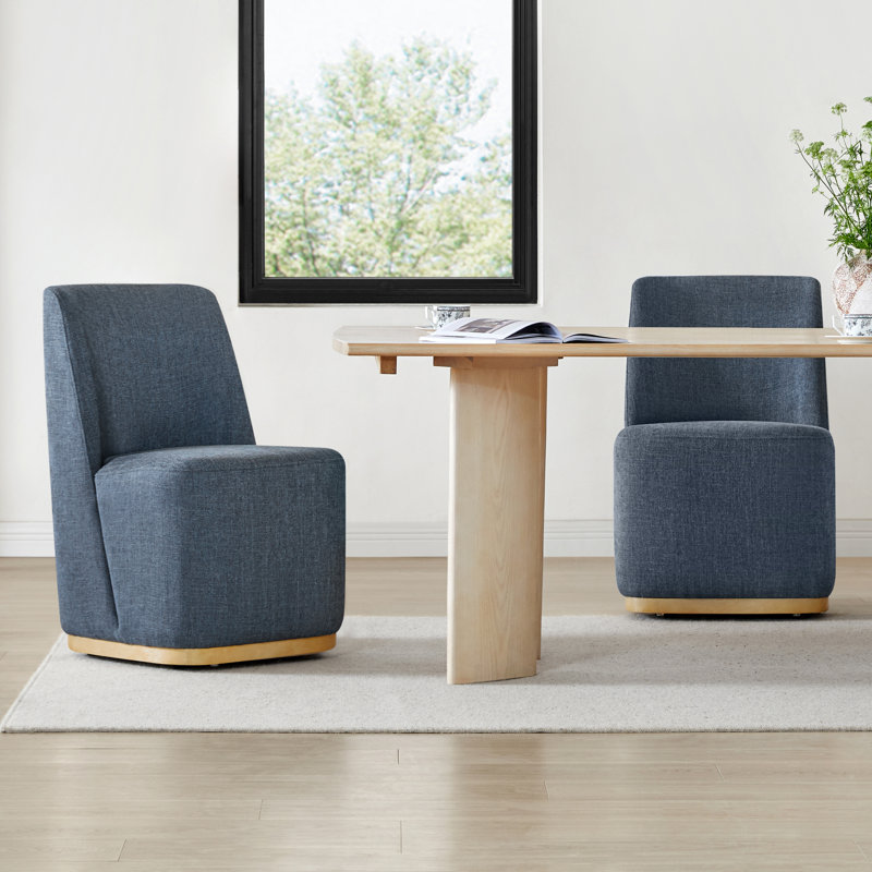 Chaises de salle à manger rembourrées Geelt, Polyester bleu
