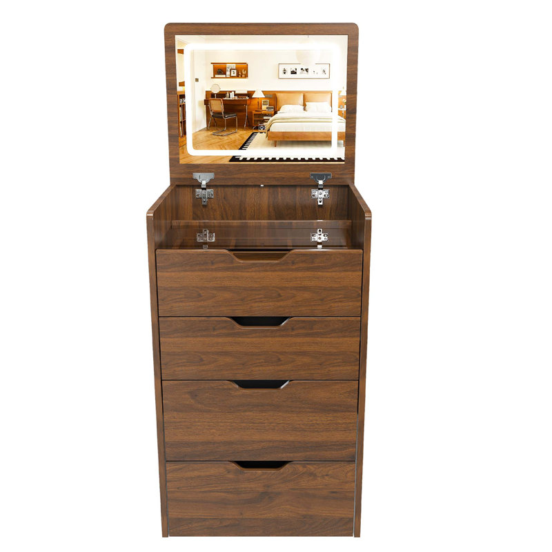 3-In-1 Vanity Desk With Lighted Mirror And Stool, Flip Top Makeup Table, Compact Storage For Bedroom, Bathroom, Dressing Room