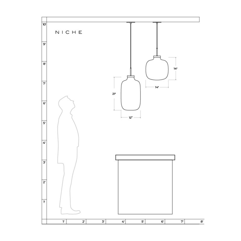 Brava 1 - Light LED Pendant, Clear, Polished Nickel, 14" H x14" W x 14" D