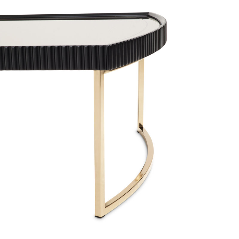 Lisbon Glass Top Coffee Table, Matte Black