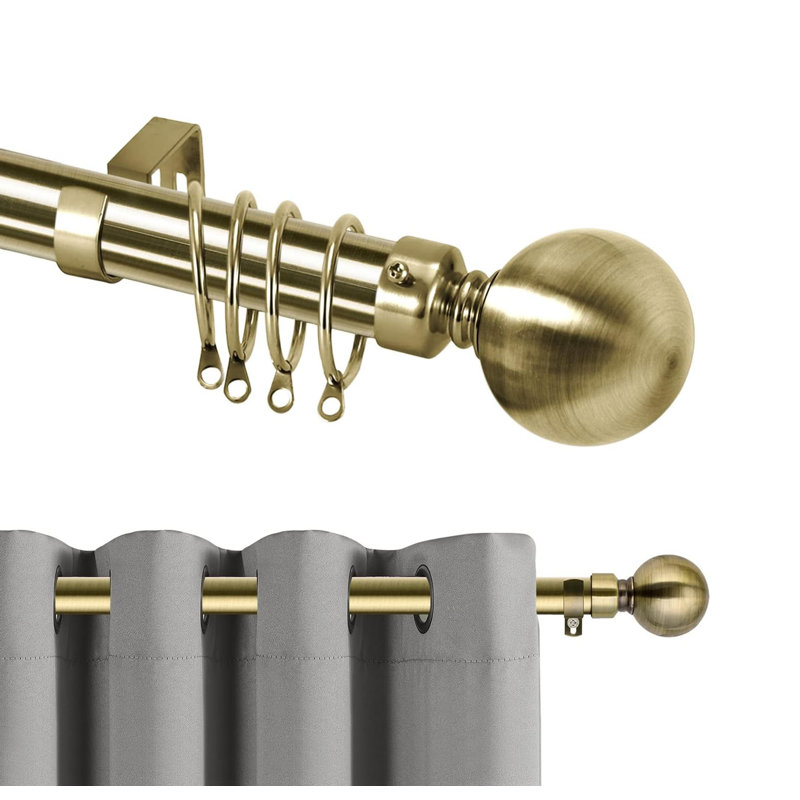 160cm Straight Tension Shower Curtain Rod & Hook Set, Gold