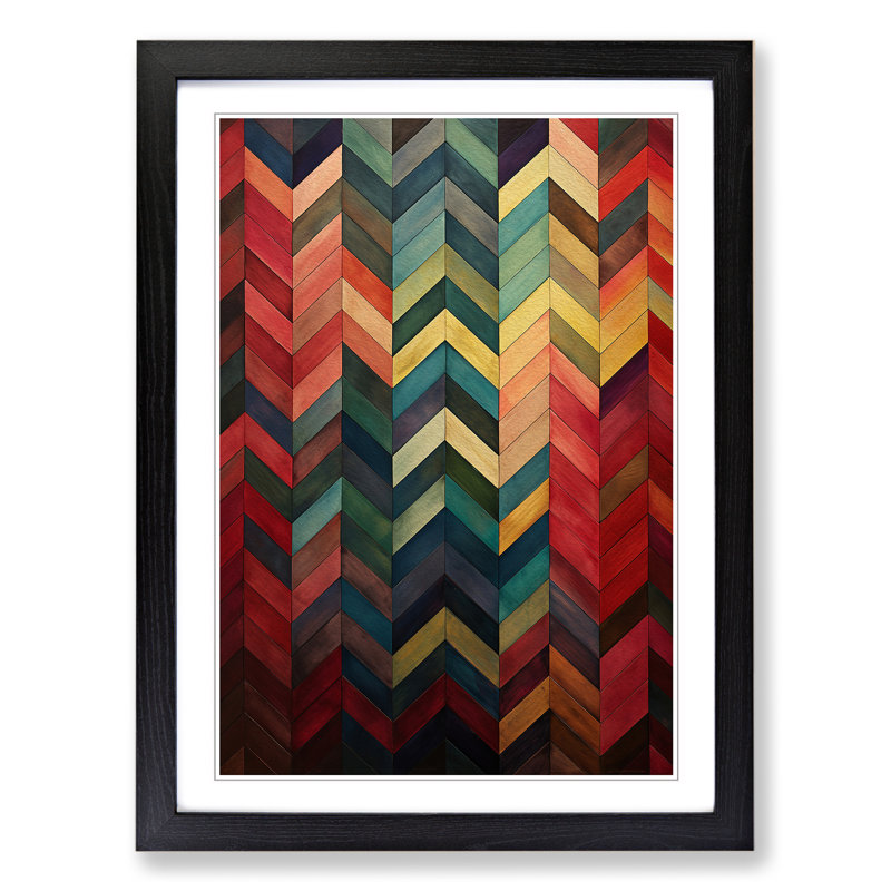 Chevrons Victorian No.2 - Single Picture Frame Print on Wood, Black Framed, 64cm H x 46cm W x 2cm D