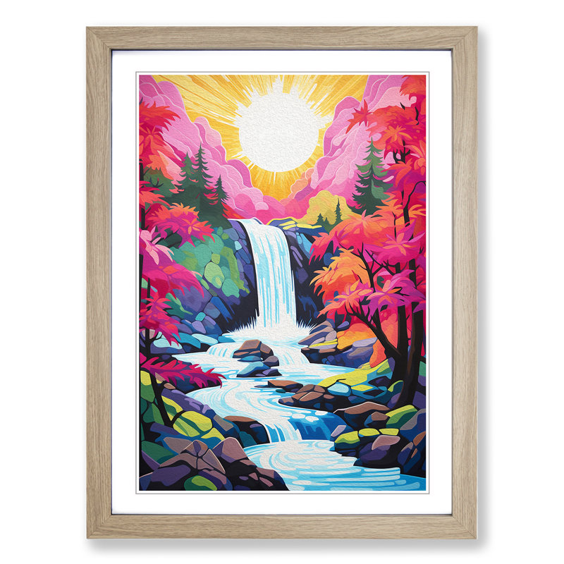 Waterfall Pop - Framed Print, Oak , 46cm H x 34cm W x 2cm D