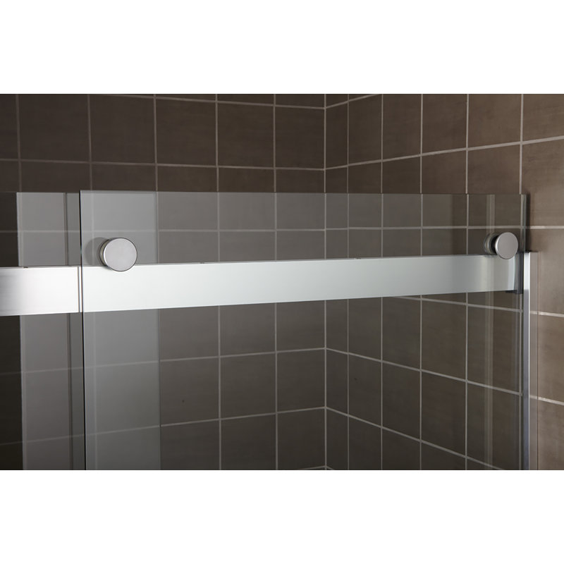 Levity 59.63" x 59.75" Bypass Bath Door with CleanCoat® Technology, Matte Nickel, Crystal Clear