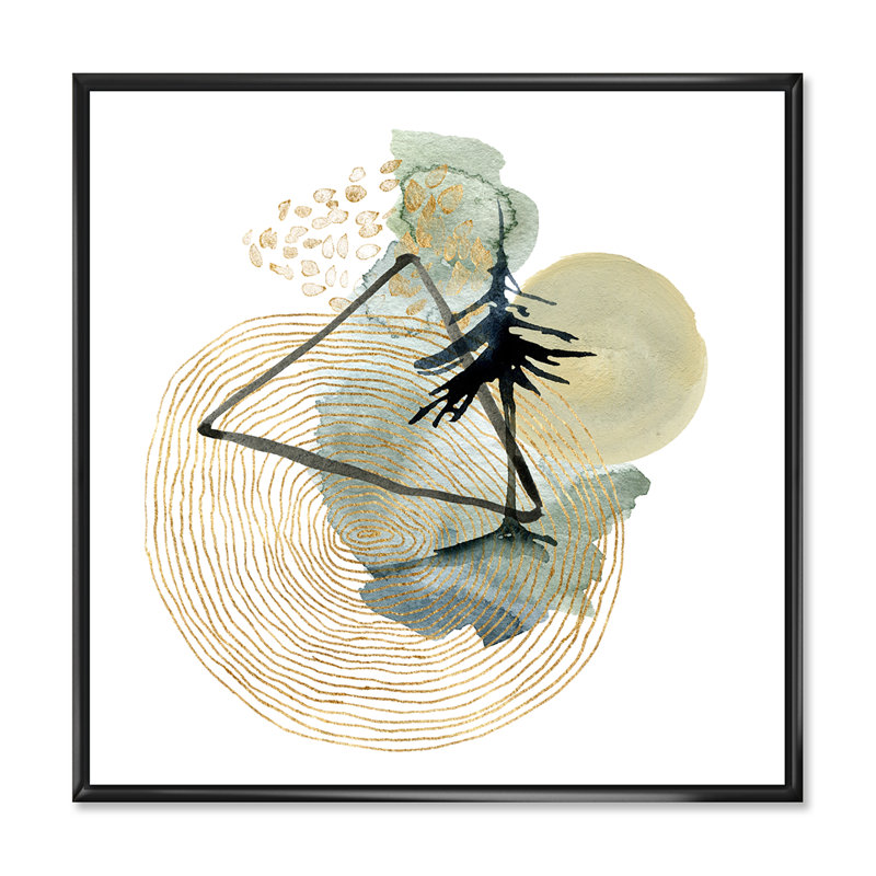 Paysage abstrait de montagnes lune et arbre - Décoration murale abstraite en toile, H 30 po x l 30 po x P 1 po