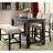 Solid Wood Counter Height Bench In Rustic Style With Beige Fabric And Nailhead Trim Transitional Frame
