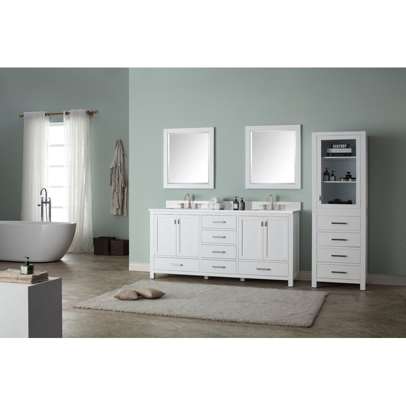 Meuble-lavabo double 72 po avec plateau Souther, Blanc cala, 72" , Blanc