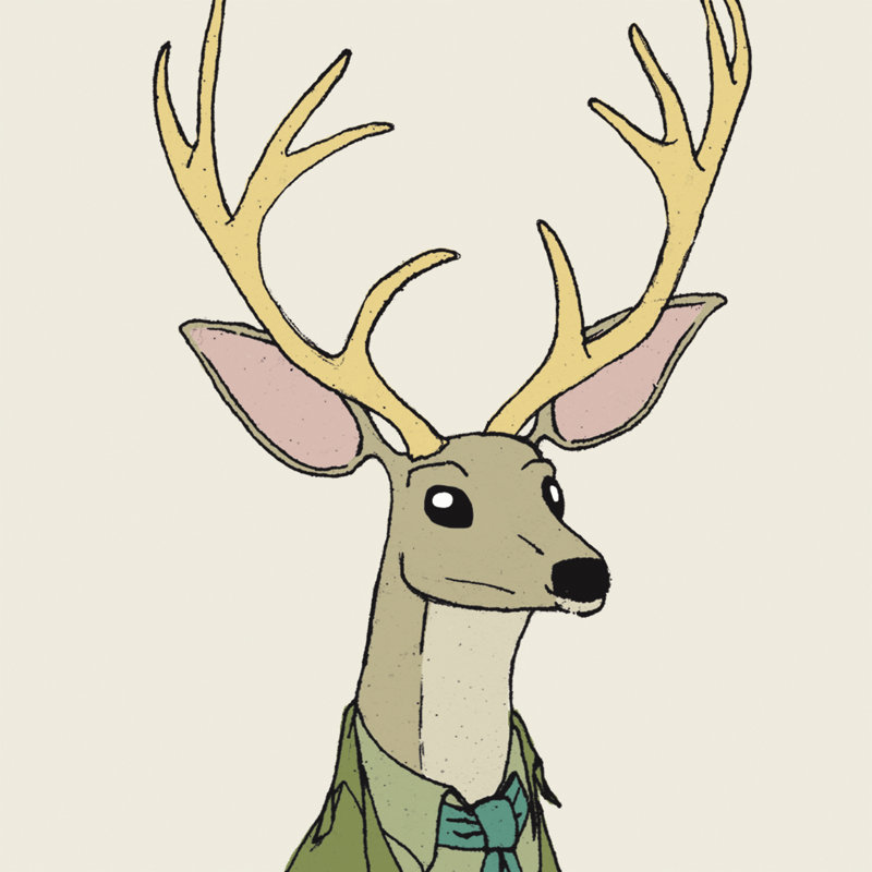 Deer On Cream by Wild Apple Portfolio - Wrapped Canvas Art Prints, 30cm H x 30cm W x 3.8cm D