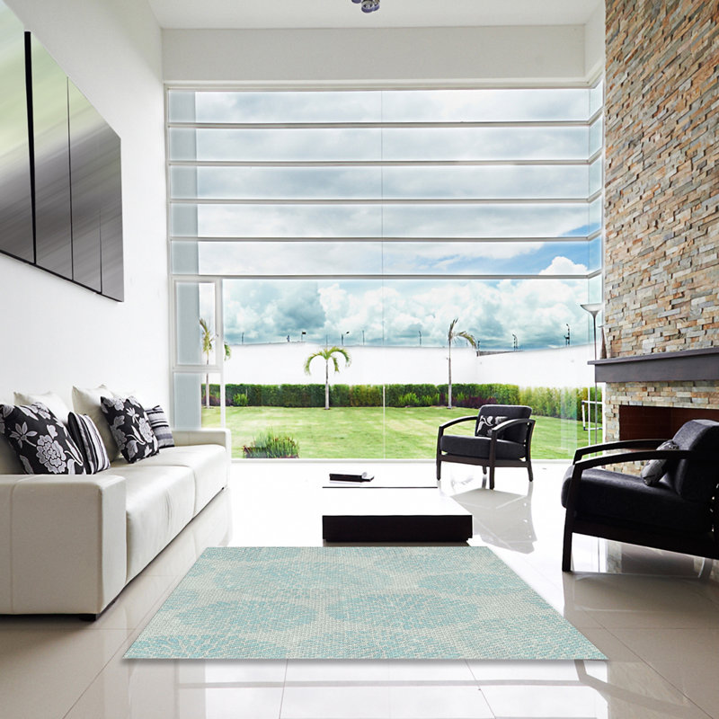 Tapis de zone bleue à motifs, Carré 5 pi