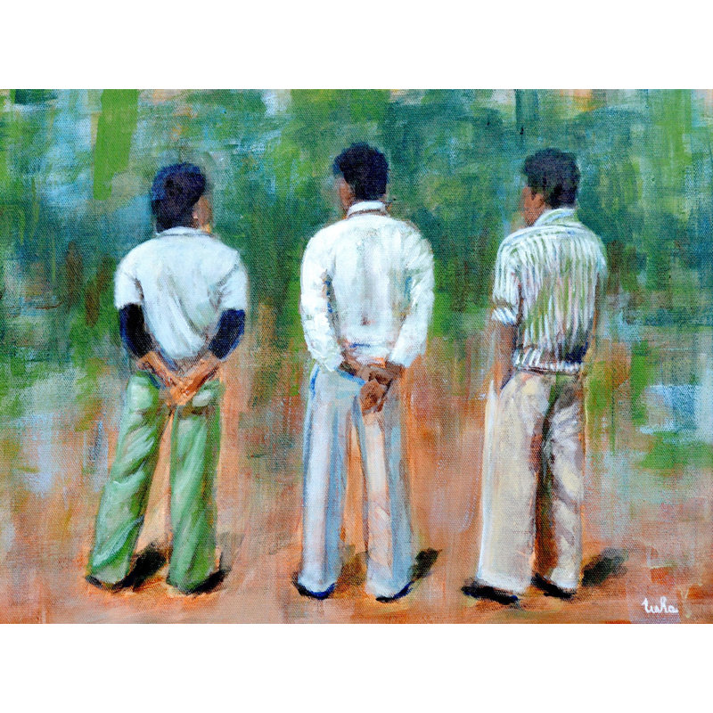 Three Men At Ease | Acrylic On Canvas | By Usha Shantharam