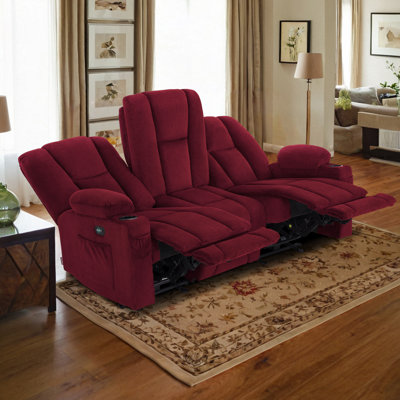 Xannon Power Reclining Sofa with Heat and Massage, 3-Seat Dual Recliner Sofa