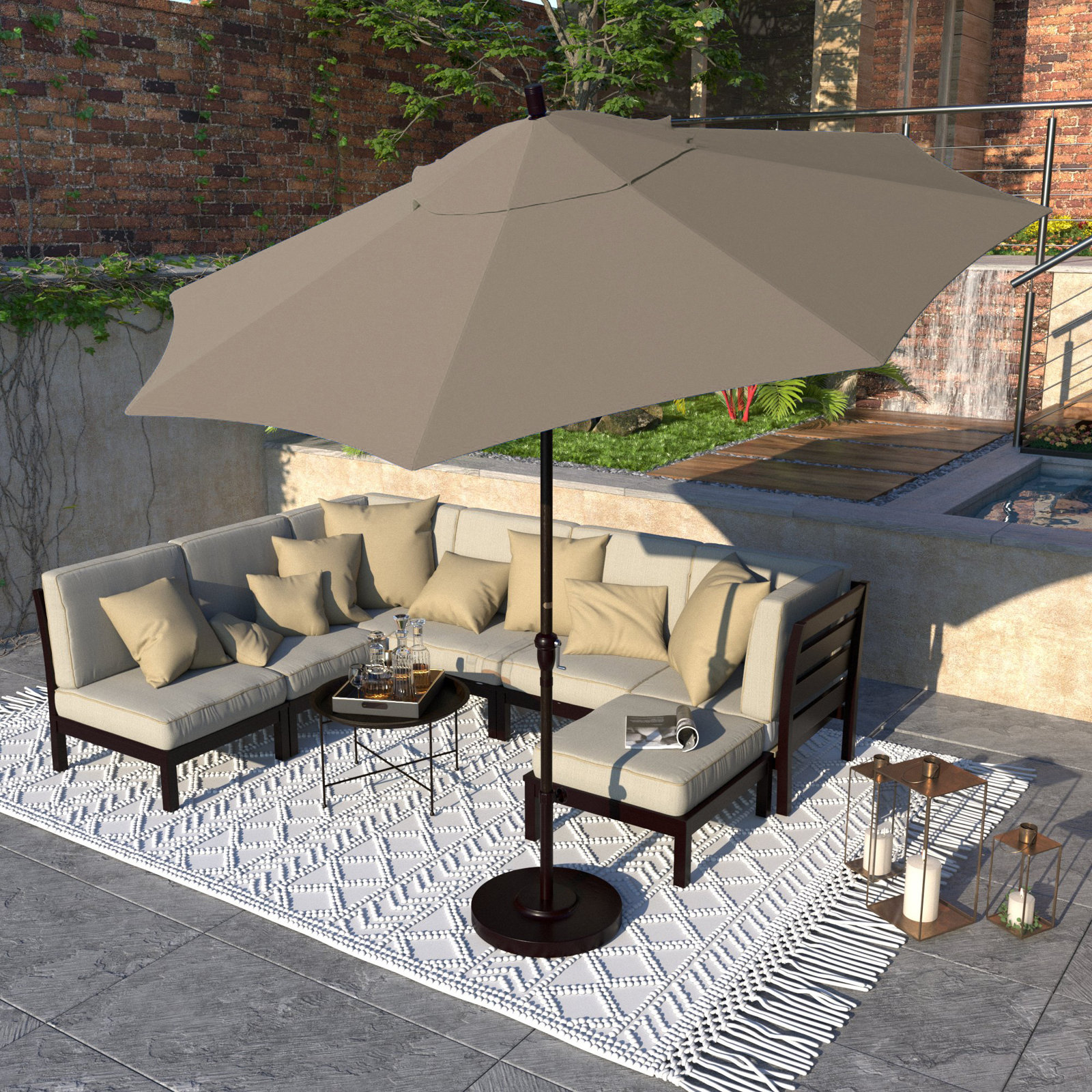 Camry 9' Sunbrella® Market Umbrella, Spectrum Dove Sunbrella® Plainweave