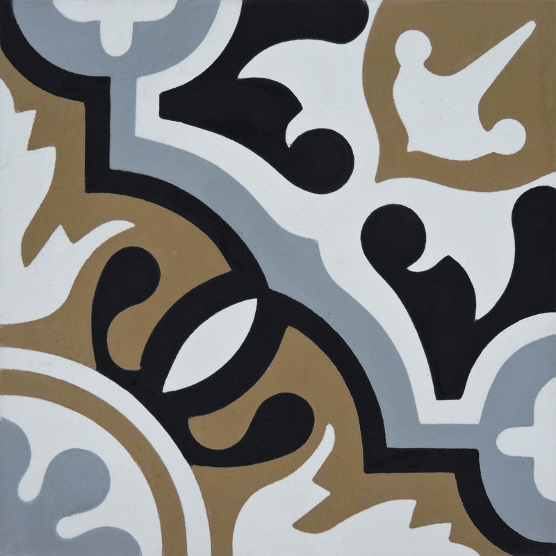 Baha 8" x 8" Cement/Marble Mosaic Wall & Floor Tile, Brown/Black/Gray