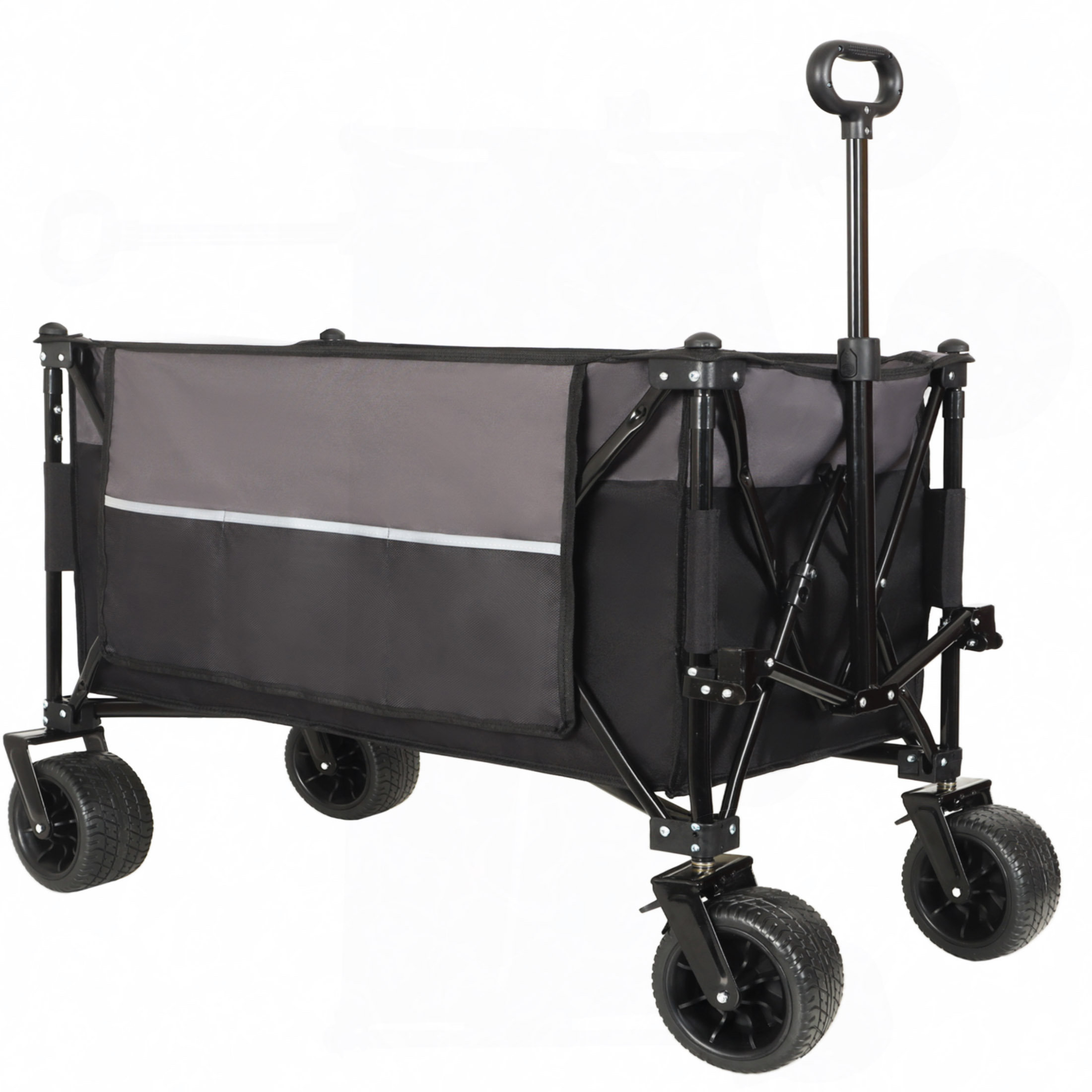 Chariot Pliable Overmont 150 L – Ultra Compact Avec Roues Tout-Terrain 360° – Charge 150 Kg – Idéal Plage, Camping, Courses, Jardinage – Gris
