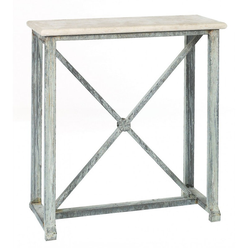 Seattle 36" Console Table, Lite Travertine, Deep Ocean