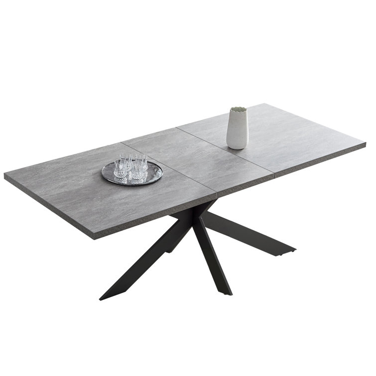 78.7 in. Extendable Rectangle MDF Dining Table for 6-8 Person with Carbon Steel Legs