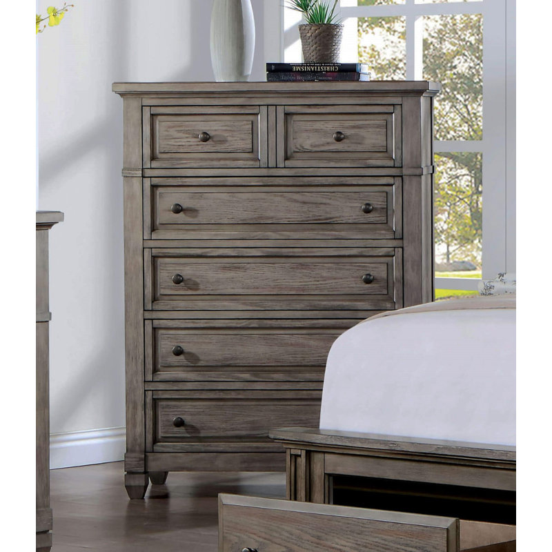 Commode de style transitionnel, 1 tiroir à queue d'aronde anglaise, gris chaud, roulement à billes, roulement à billes et meubles brossés