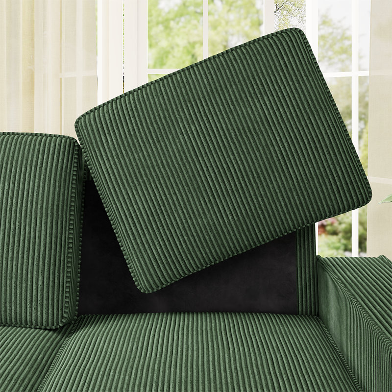 83.5 inch Oversized 3 Seater Couch, Upholstered Corduroy Love Seat Sofa for Living Room, Modern Deep Seat Comfy Loveseat Sofa Couch with Cup Holders