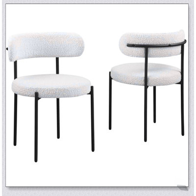 Contemporary Boucle Fabric Upholstered Dining Chair Set, Metal Frame for Modern Kitchen and Dining Room
